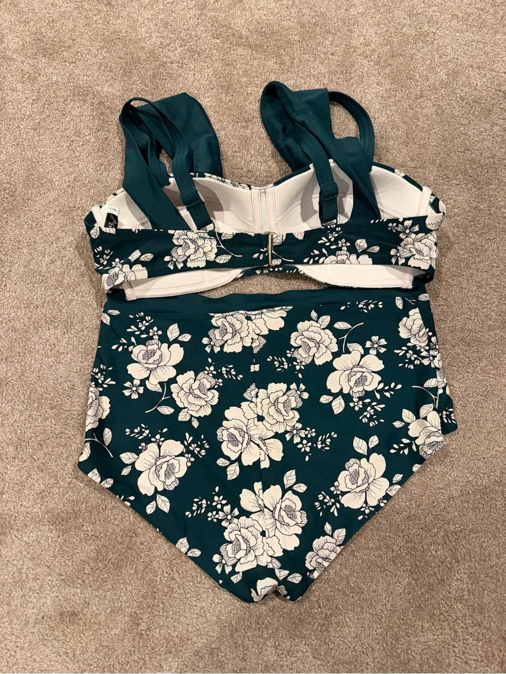 Adore Me High Waist Bikini Set Vintage Floral Teal Underwire Retro Pin-Up 1X